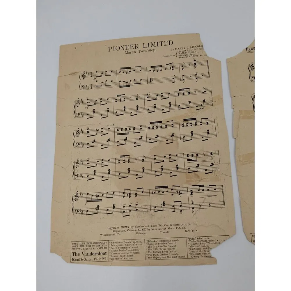 Pioneer Limited Passenger Train Sheet Music 1909 Milwaukee Railroad Road Vintage